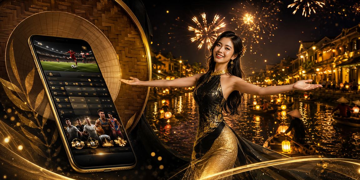 Người dùng tại Hội An đặt cược thể thao với chiếc nón lá truyền thống và điện thoại thông minh